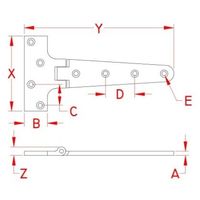 エスコ 98x195mm T型ヒンジ(ステンレス製) EA951CX-43 1個（直送品）