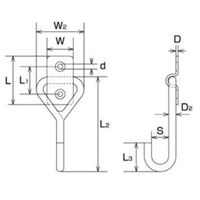 エスコ 18x36mm/70mm フック型ハンガ(ステンレス製) EA638EC-61 1セット(10個)（直送品）