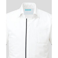 KAZEN メンズジャケット半袖 （医務衣） 医療白衣 ホワイト×ネイビー 5L 095-28（直送品）