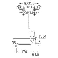 エスコ 2ハンドル混合栓 EA468CL-170 1個（直送品）