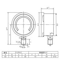 エスコ G 1/4”/ 60mm/0ー 10KPa 微圧計 EA729DV-10 1個（直送品）