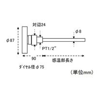 エスコ 0ー200°C/150mm バイメタル式温度計 EA727A-18 1個（直送品）