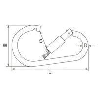 エスコ 14x204mm 安全環付カラビナ(ステンレス製) EA638JF-14 1個（直送品）