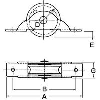 エスコ 35mm 戸車(平型・スチール製/2個) EA986RJ-35 1セット(24個:2個×12セット)（直送品）