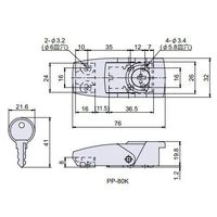 エスコ 76x24mm パッチン(鍵付) EA951BR-54 1セット(4個)（直送品）