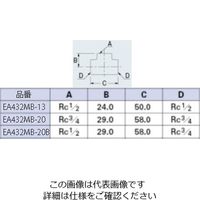 エスコ Rc3/4”xRc1/2” 給水管チーズ(クロムメッキ) EA432MB-20B 1セット(3個)（直送品）