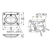 エスコ 埋込みリフトハンドル(ステンレス製) EA948BR-1A 1セット(3個)（直送品）