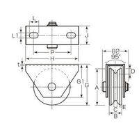 エスコ 60mm/ 250kg 戸車(V型・重量用) EA986VE-60 1セット(3個)（直送品）