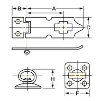 エスコ 115mm 掛金(スチール製) EA951BD-115 1セット(12個)（直送品）
