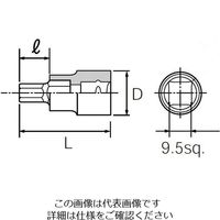 エスコ 3/8”DR/ 3x34mm [HEX]ビットソケット EA618PT-3 1セット(5個)（直送品）