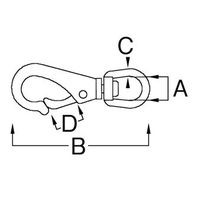 エスコ 116mm スイベルアイスナップ(ステンレス製) EA638FP-3 1セット(4個)（直送品）
