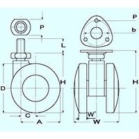 エスコ 40mm キャスター(ツインホイール・ブレーキ付・自在) EA986TA-140 1セット(10個)（直送品）
