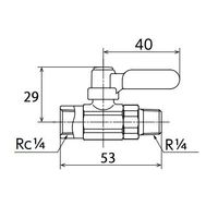 エスコ Rc1/4”xR 1/4” ミニボールバルブ(ロングハンドル) EA425AG-12 1セット(5個)（直送品）