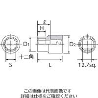 エスコ 1/2”DRx31/32” ソケット(十二角) EA618RL-115 1セット(5個)（直送品）