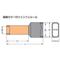 エスコ 1.0 絶縁ツインフェルール端子(100個) EA538WC-12 1セット(400個:100個×4箱)（直送品）