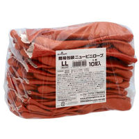 ショーワ 塩化ビニール手袋 まとめ買い 簡易包装ニュービニローブ(10双入) オレンジ LLサイズ NO610-LL10P 1袋(10双)（直送品）