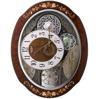 リズム（RHYTHM) スモールワールドティアモ [からくり 電波 掛け 時計] 茶色象嵌 1個（直送品）