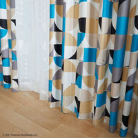 スミノエ PEANUTS セミオーダー カーテン スリーピースヌーピー 1400×1850mm ブルー 1セット(2枚入)（直送品）