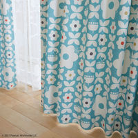 スミノエ PEANUTS セミオーダー カーテン フラワーメイズ 2900×1100mm ブルー 1セット(2枚入)（直送品）