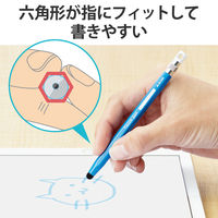 タッチペン スタイラスペン 超感度 六角鉛筆型 ストラップホール ペン先交換可 青 P-TPENCEBU エレコム 1個