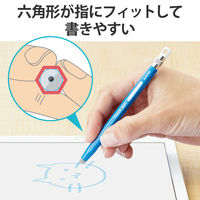 タッチペン スタイラスペン 導電繊維 六角鉛筆型 ストラップホール付き ペン先交換可能 青 P-TPENSEBU エレコム 1個