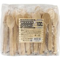 サンナップ 透明袋入ウッドスプーン15.5cm 100本 SPW100P 1セット(30パック)（直送品）