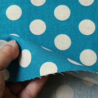 日本紐釦貿易 NBK 綿麻ナチュラルプリント生地　大ドット柄 110cm巾×5m切売カット ブルー系 ICH29000-1G-5M（直送品）