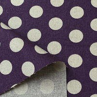 日本紐釦貿易 NBK 綿麻ナチュラルプリント生地 大ドット柄 110cm巾×5m切売カット パープル系 ICH29000-1H-5M（直送品）