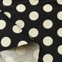 日本紐釦貿易 NBK 綿麻ナチュラルプリント生地 大ドット柄 110cm巾×5m切売カット ブラック系 ICH29000-1K-5M（直送品）