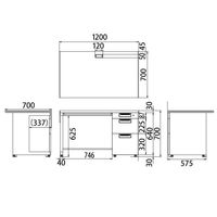 プラス フラットラインデスク 片袖机 幅1200×奥行700×高さ700mm 天板：メープル/脚：ダークエルグレー 1台（取寄品）