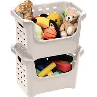 リバティーコーポレーション 積み重ね ストッカー 仕切り付 ワームグレー LD-246 4571151222468 1個