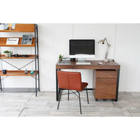 ICHIBA ウォルナットデスク 引出し付 幅1200×奥行600×高さ725mm ダークブラウン ブラック T-2314BR/ 1台（直送品）