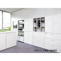 【組立設置込】プラス L6 ガラス両開き保管庫 3段 上置き用 鍵付 幅800×奥行400×高さ1050mm ホワイト（直送品）