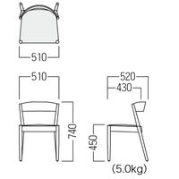 【アウトレット】【軒先渡し】オリバー 木製椅子　ホースシュータイプチェア　ブラック　 S・CW-8003・BR・AL_BF-02C 1脚（直送品）