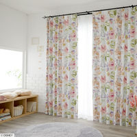 スミノエ DISNEY セミオーダー カーテン ミッキー ローズグリッド 1900×1200mm アイボリー １セット(2枚入)（直送品）