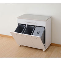 YAMAZEN　ステンレスダストボックス　3分別　14L　幅705×奥行357×高さ734mm　ホワイト　（直送品）