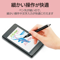 タッチペン スタイラスペン 導電性プラスチック 極細 ブラック P-TPLFBK エレコム 1個（直送品）