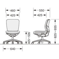 ライオン事務器　セレーナチェア　肘無し　ローバック　マウスグレー　（直送品）