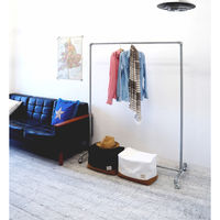 ジャックポット ガス管ハンガーラック 固定式 GS-HR120F 1台 幅1200×奥行465×高さ1595mm キャスター付 おしゃれデザイン スチール製