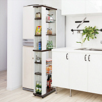 エムケー精工　スリムワゴン　ハイタイプ　幅200×奥行550×高さ1640mm　ブラウン/ホワイト　（直送品）