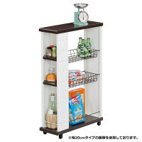 エムケー精工　スリムワゴン　ロータイプ　幅150×奥行550×高さ850mm　ブラウン/ホワイト　（直送品）