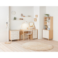 【軒先渡し】コイズミ　Liten　75 平机 引出し付き ナチュラル×ホワイト 幅750×奥行500×高さ700mm 1台（直送品）