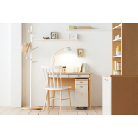 【軒先渡し】コイズミ　Liten　90 平机 引出し付き ナチュラル×ホワイト 幅900×奥行500×高さ700mm 1台（直送品）