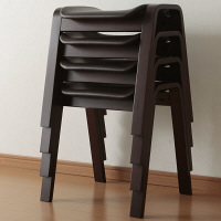 ファミリー・ライフ　木製スタッキングチェア　4脚セット　ブラウン　（直送品）