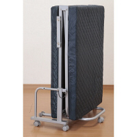 ファミリー･ライフ コンパクト折りたたみベッド ネイビー　幅670×長さ1900×高さ490mm　（直送品）