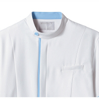 住商モンブラン メンズジャケット 半袖 白/ブルー L 72-1234　白衣（直送品）