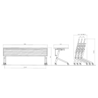 アイリスチトセ　フラップテーブル　平行スタックタイプ　カラー幕板付　ブルー　幅1800×奥行600×高さ700mm　1台　（直送品）