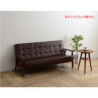 佐藤産業 セレノソファ 3人掛け 木肘:ダークブラウン クロスステッチ 張地:ブラウン（PVCレザー） CS150BR_PVC_DBR 1脚　（直送品）