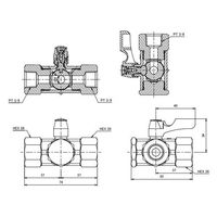 エスコ Rc 3/8” 三方四面ミニボールバルブ EA425BZ-3 1個（直送品）