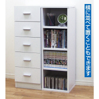 ファミリーライフ 収納チェスト ホワイト 幅300mm 高さ1780mm1台　（直送品）